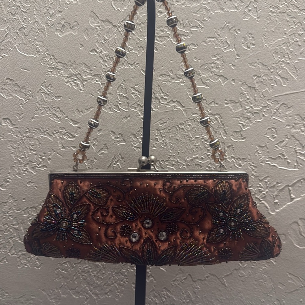 Embroidered Brown Clutch Bag - Picture 4 of 5